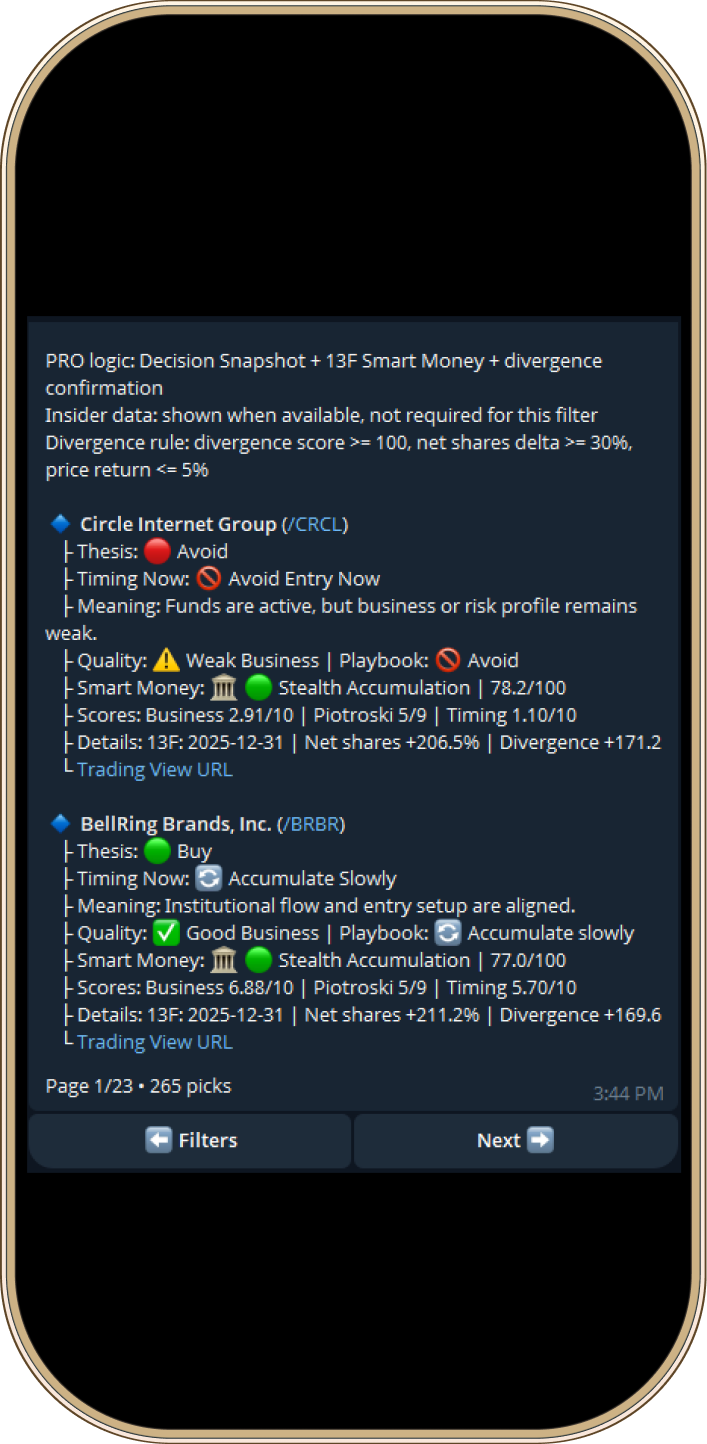 TickerForge Smart Money Radar Screener